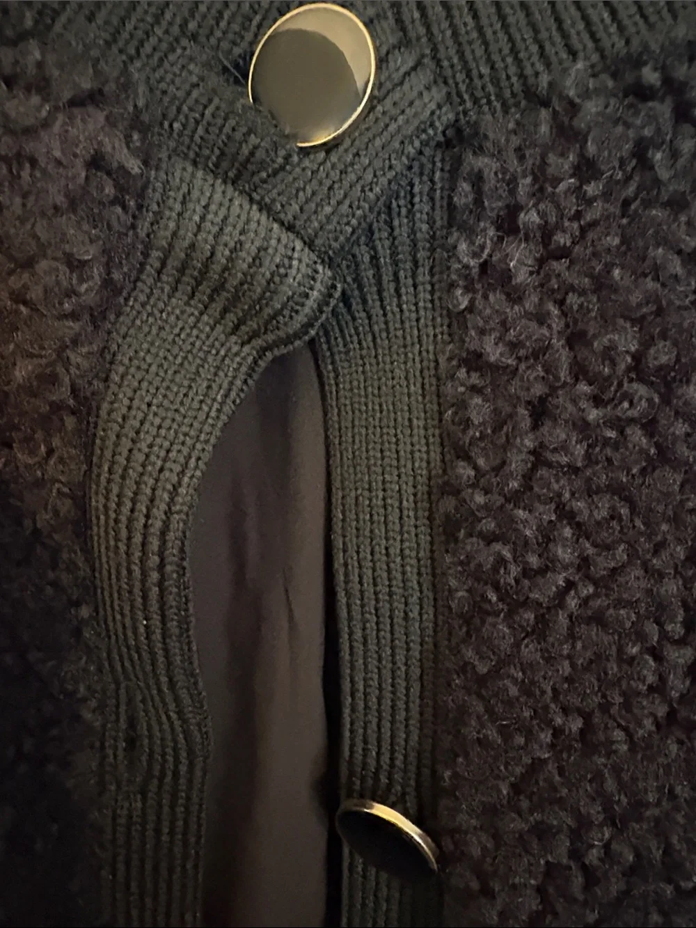 Sanctuary Black Teddy Button-Front Jacket size large